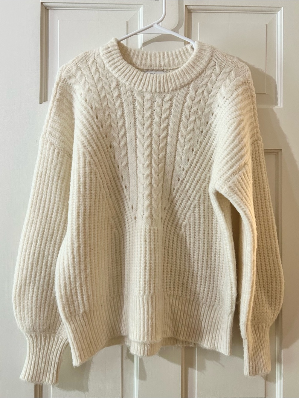 NWOT Sonoma Cream Cable Knit Oversized Crewneck Sweater Medium